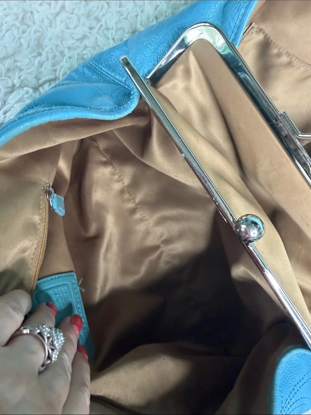 Coach Teal Blue Leather Satchel